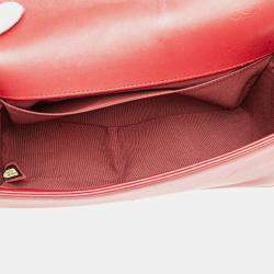 Pre Owned Chanel Red Old Medium Quilted Lambskin Boy Flap