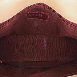 Pre Owned Chanel Beige/Black CC Bicolor Quilted Calfskin and Caviar Single Flap