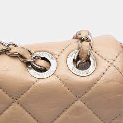 Pre Owned Chanel Beige/Black CC Bicolor Quilted Calfskin and Caviar Single Flap