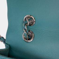 Pre Owned Chanel Blue Medium Crumpled Calfskin Bi Vintage Full Flap