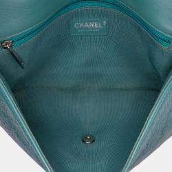 Pre Owned Chanel Blue Medium Crumpled Calfskin Bi Vintage Full Flap