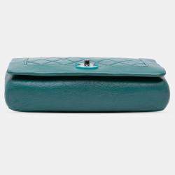 Pre Owned Chanel Blue Medium Crumpled Calfskin Bi Vintage Full Flap