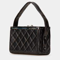 Pre Owned Chanel Black Quilted Lambskin Leather Box Bag