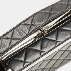 Pre Owned Chanel Black Quilted Lambskin Leather Box Bag