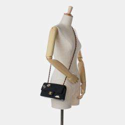 Pre Owned Chanel Black Paris Hamburg Mini Rectangular Classic Wool Coco Sailor Charms Double Flap