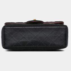 Pre Owned Chanel Black Paris Hamburg Mini Rectangular Classic Wool Coco Sailor Charms Double Flap