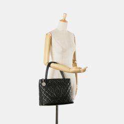 Pre Owned Chanel Black Caviar Medallion Tote 