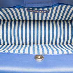 Pre Owned Chanel Blue Chevron Calfskin Coco Envelope Shoulder Bag