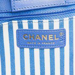 Pre Owned Chanel Blue Chevron Calfskin Coco Envelope Shoulder Bag