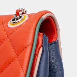 Pre Owned Chanel Red Medium Quilted Lambskin Cuba Color Flap