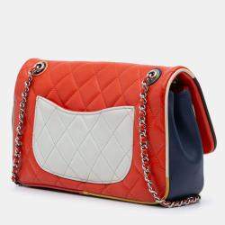 Pre Owned Chanel Red Medium Quilted Lambskin Cuba Color Flap