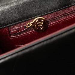 Pre Owned Chanel Black CC Patent Snake Chain Flap