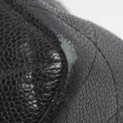 Pre Owned Chanel Black Quilted Caviar Leather Jumbo Classic Double Flap Bag