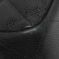 Pre Owned Chanel Black Quilted Caviar Leather Jumbo Classic Double Flap Bag