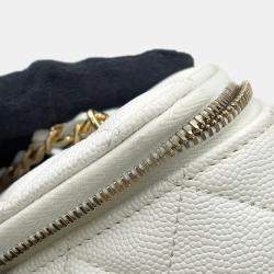 Pre Owned Chanel Vanity Chain shoulder Bag White Caviar Leather