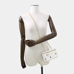 Pre Owned Chanel Vanity Chain shoulder Bag White Caviar Leather