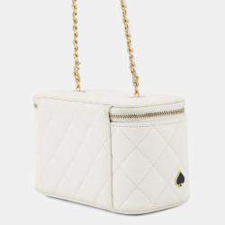 Pre Owned Chanel Vanity Chain shoulder Bag White Caviar Leather