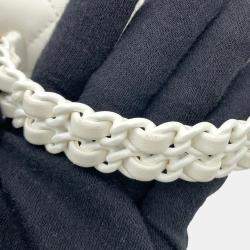 Pre Owned Chanel Matelasse Top Handle Bag White Lambskin Size 20