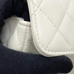 Pre Owned Chanel Matelasse Top Handle Bag White Lambskin Size 20