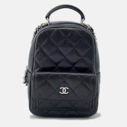 Pre Owned Chanel Matelasse Timeless Classics Black Caviar Leather Backpack 