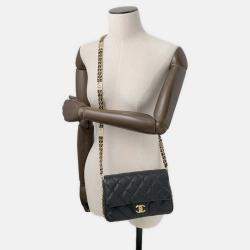 Pre Owned Chanel Mini Matelasse  Black Caviar Leather Chain shoulder Bag