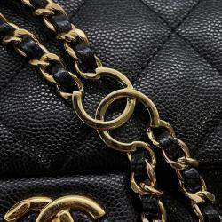 Pre Owned Chanel Mini Matelasse  Black Caviar Leather Chain shoulder Bag