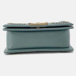 Pre Owned Chanel Boy Chanel Blue/Green Lambskin Size 20