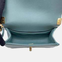 Pre Owned Chanel Boy Chanel Blue/Green Lambskin Size 20