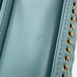 Pre Owned Chanel Boy Chanel Blue/Green Lambskin Size 20