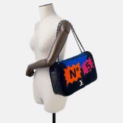 Pre Owned Chanel No.5 Comic Black/Multicolor Mouton Lambskin Chain shoulder Bag