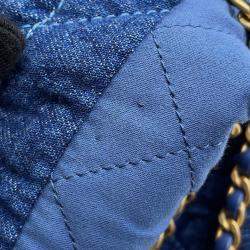 Pre Owned Chanel Chanel 22 Blue Denim Mini Handbag