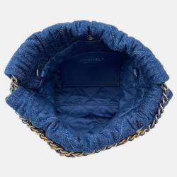 Pre Owned Chanel Chanel 22 Blue Denim Mini Handbag