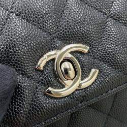 Pre Owned Chanel Matelasse Coco  Black Caviar Leather Mini Handle