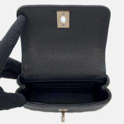 Pre Owned Chanel Matelasse Coco  Black Caviar Leather Mini Handle