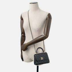 Pre Owned Chanel Matelasse Coco  Black Caviar Leather Mini Handle