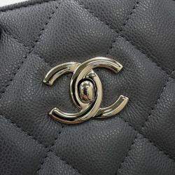 Pre Owned Chanel Matelasse Chaintote Gray Caviar Leather Bag 