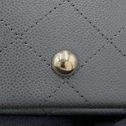 Pre Owned Chanel Matelasse Chaintote Gray Caviar Leather Bag 