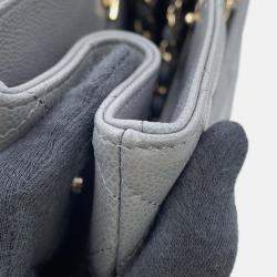 Pre Owned Chanel Matelasse Chaintote Gray Caviar Leather Bag 