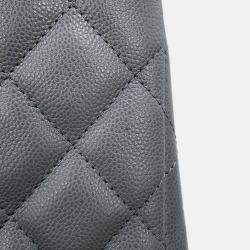 Pre Owned Chanel Matelasse Chaintote Gray Caviar Leather Bag 