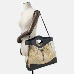 Pre Owned Chanel Matelasse 2-Way Tote Transparent/Black/Beige Plastics Leather Raffia