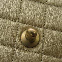 Pre Owned Chanel Matelasse Clear Pearl Shoulder Bag Gold Goatskin Leather
