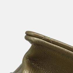 Pre Owned Chanel Matelasse Clear Pearl Shoulder Bag Gold Goatskin Leather