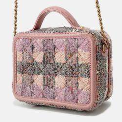 Pre Owned Chanel Ccfiligree Vanity Bag Pink/Multicolor Tweed Leather Size Small