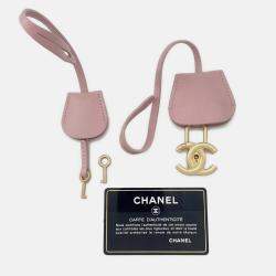 Pre Owned Chanel Ccfiligree Vanity Bag Pink/Multicolor Tweed Leather Size Small