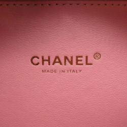 Pre Owned Chanel Ccfiligree Vanity Bag Pink/Multicolor Tweed Leather Size Small