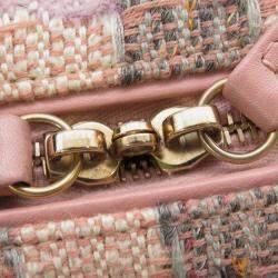 Pre Owned Chanel Ccfiligree Vanity Bag Pink/Multicolor Tweed Leather Size Small