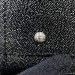 Pre Owned Chanel Deauville Chain Tote Shopping Bag Black Caviar Leather Size Gm