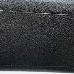 Pre Owned Chanel Deauville Chain Tote Shopping Bag Black Caviar Leather Size Gm