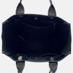 Pre Owned Chanel Deauville Chain Tote Shopping Bag Black Caviar Leather Size Gm