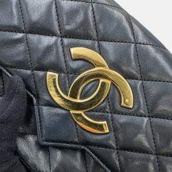 Pre Owned Chanel Matelasse Chain shoulder Bag Black Lambskin
